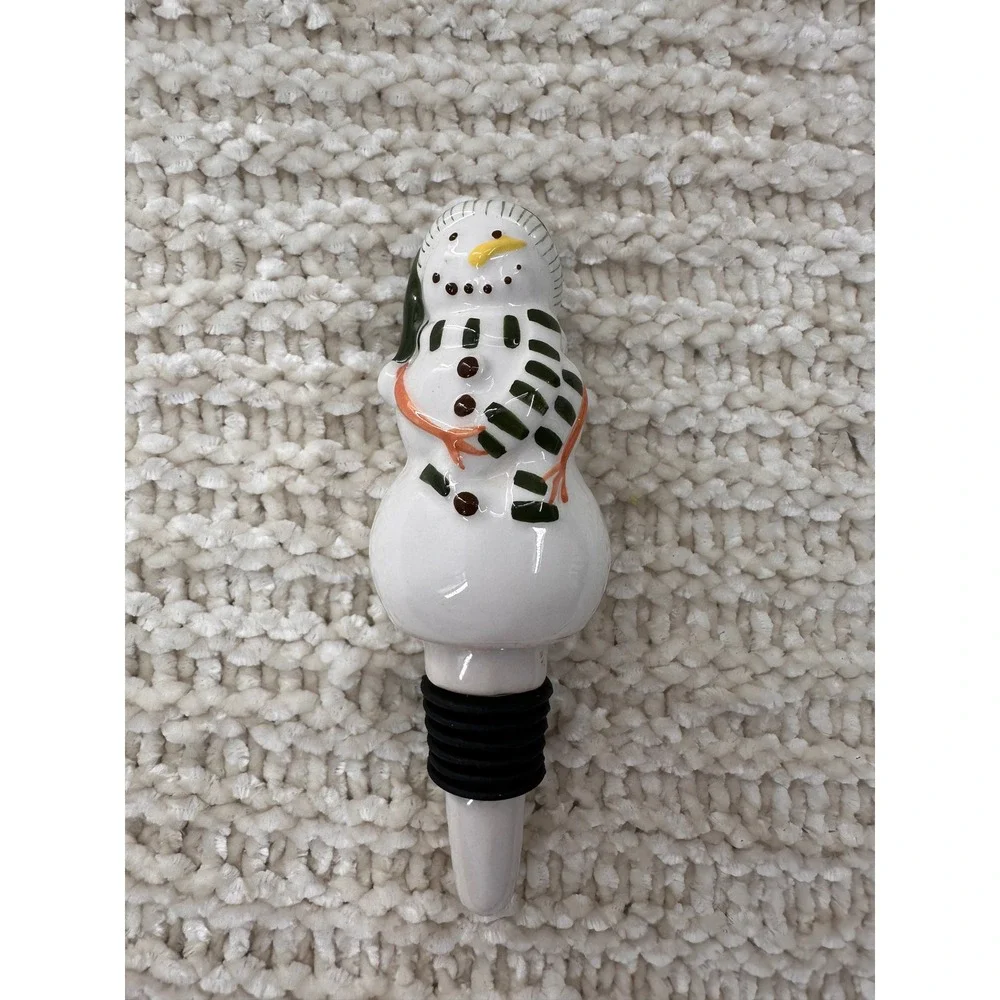 Cuisinart Wine Bottle‎ Stopper Set Christmas Snowman Tree Heart Holiday Barware